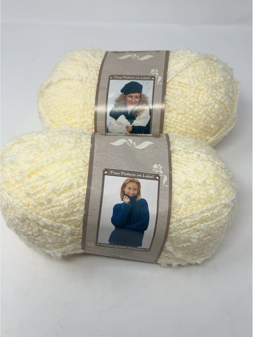 Bernat Soft Boucle Yarn Natural 06703 Lot of 2 NOS 5 oz Vintage Crochet Knit